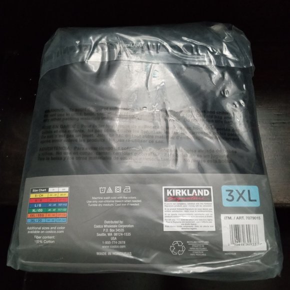 New! Kirkland Signature Men’s Crew Neck Tee, 6-pack size 3XL FAST shipping nib! - Picture 3 of 3